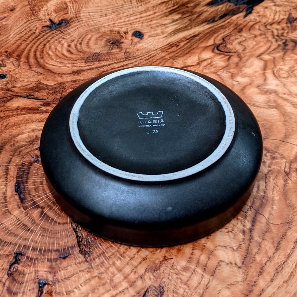 1960s Arabia Planter w Saucer Matte Black - Picture 5 of 13